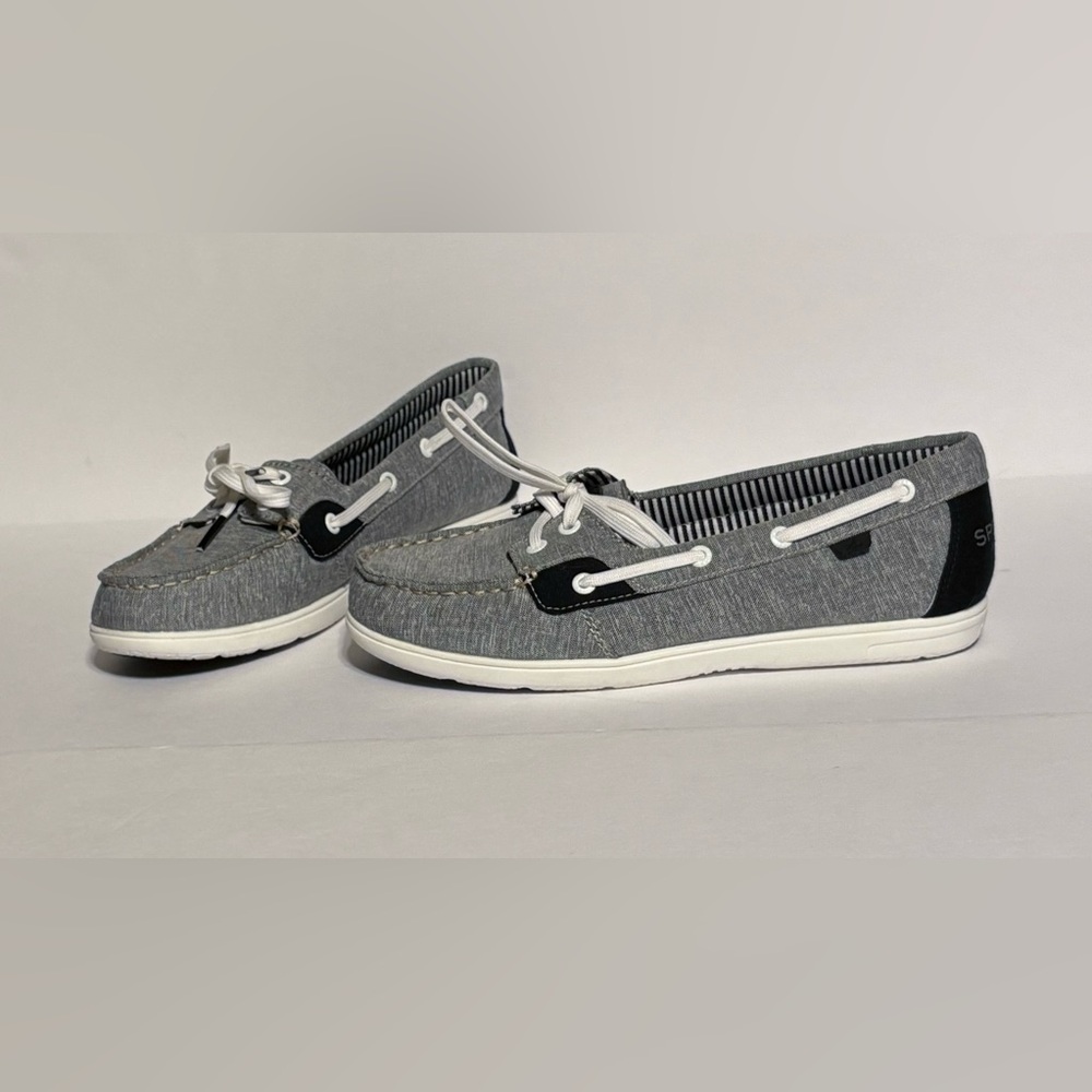 ✅ NEW ✅ Sperry  Women's Grey and Blue Slip On Preppy Loafers Size 7M